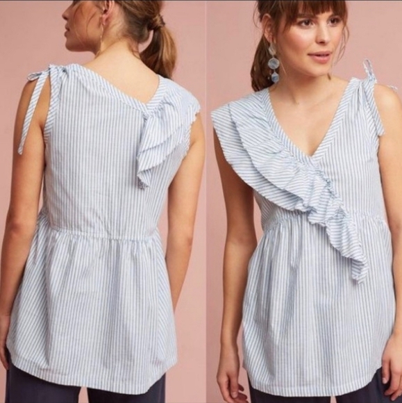 Anthropologie Left Of Center Eveline Ruffled Top Size Medium - Picture 1 of 6